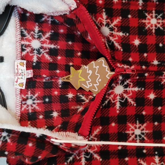 New Snowflake Red Buffalo Plaid Hooded Adult Winter Christmas Onesie PJs Small - Picture 8 of 10